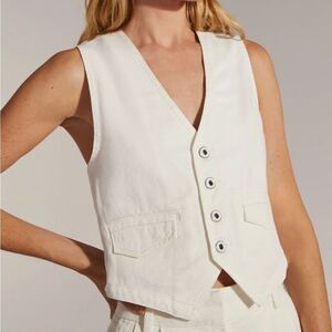 Favorite Daughter White Denim Poppy Vest Size Large